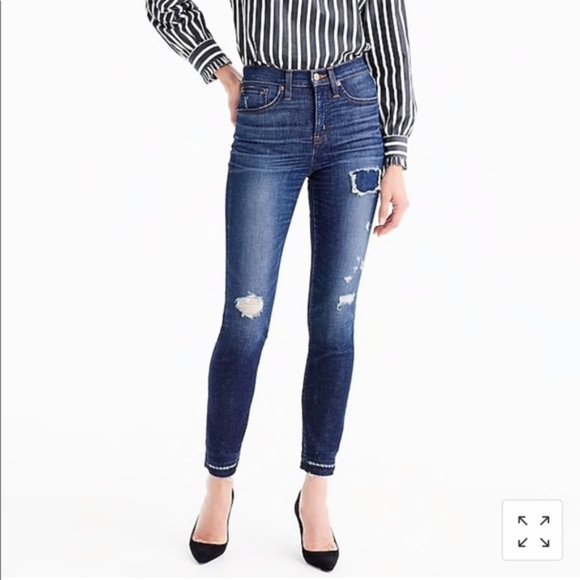 J. Crew High Rise Toothpick Raw Hem Jeans (25P) - Picture 1 of 12